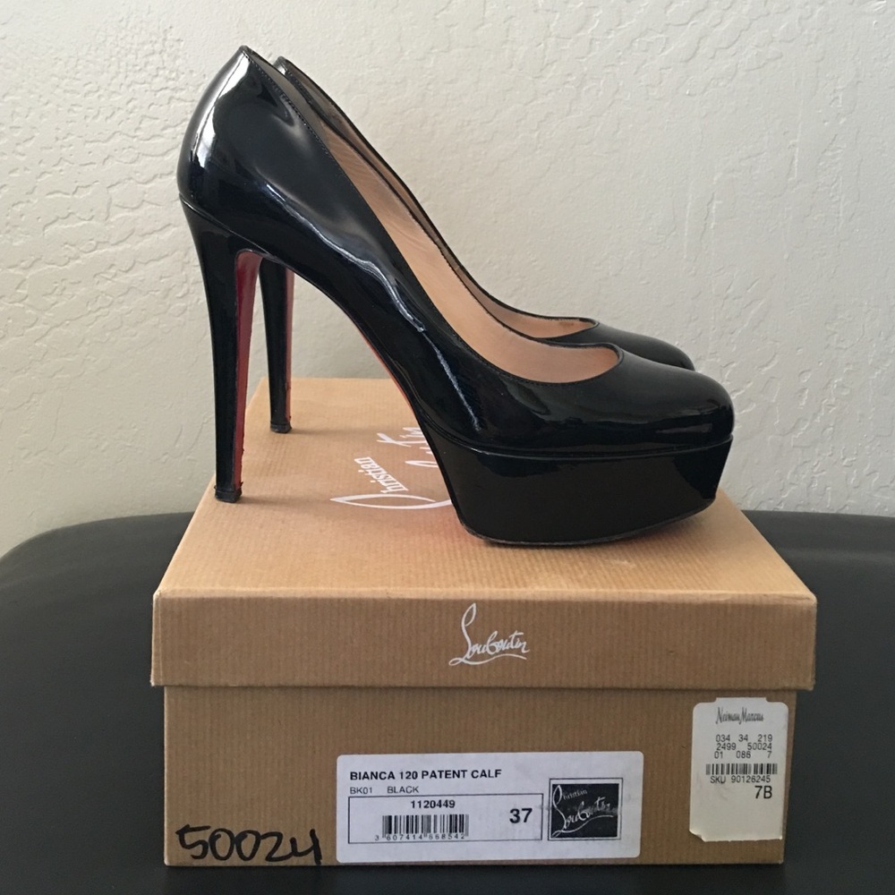 Christian Louboutin Black Patent Leather Platform Pumps